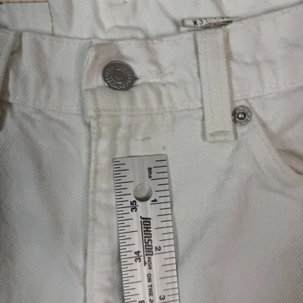 Vtg Levis 550 Jeans Mens 31x30 White Relaxed Fit Orange Tab Denim Pants 90s USA